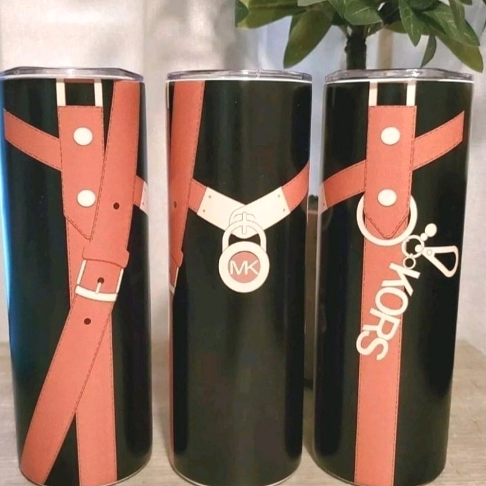 Custom Handbag Tumbler 20oz Skinny Hot/Cold Sublimated NIB - Picture 1 of 4